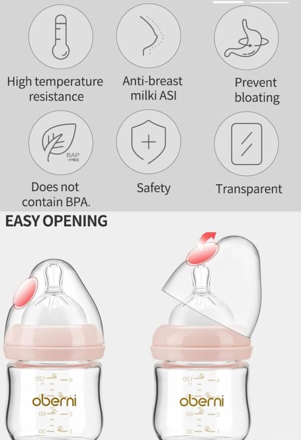 Glass Baby Bottles,Anti Colic Breastfeeding Bottle with Natural Response Nipple Size - Image 9