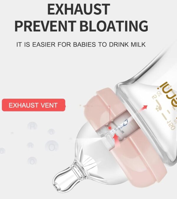 Glass Baby Bottles,Anti Colic Breastfeeding Bottle with Natural Response Nipple Size - Image 4