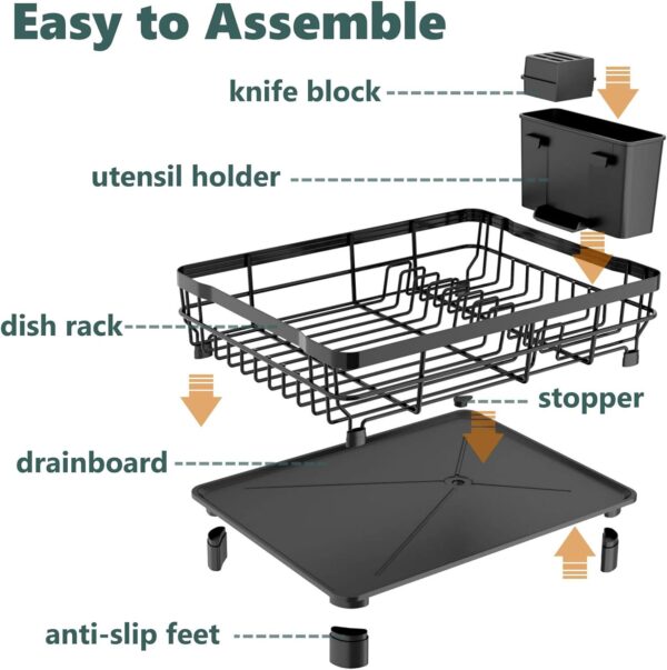 Iron Dish Drying Rack with Drainboard Dish Drainers for Kitchen Counter Sink - Image 5