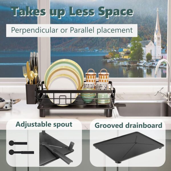 Iron Dish Drying Rack with Drainboard Dish Drainers for Kitchen Counter Sink - Image 3