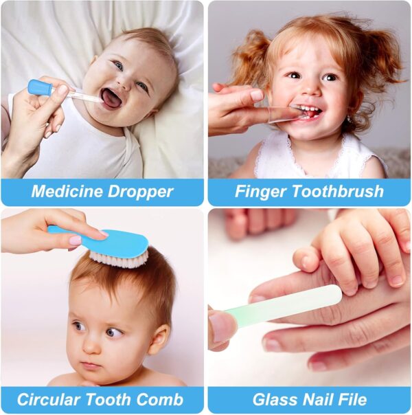 Baby Grooming Kit, Infant Safety Care Set with Hair Brush Comb Nail Clipper Nasal Aspirator - Image 6