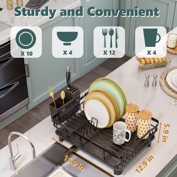 Iron Dish Drying Rack with Drainboard Dish Drainers for Kitchen Counter Sink - Image 7