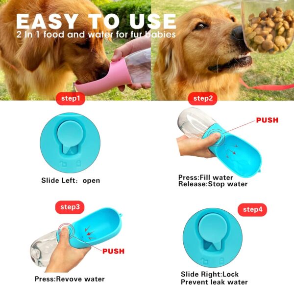 Dog Water Bottle,Portable Pet Water Bottle with Food Container - Image 4