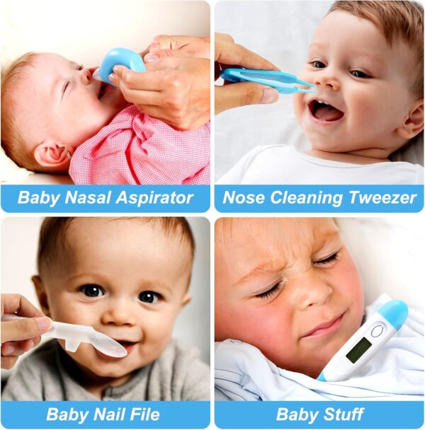 Baby Grooming Kit, Infant Safety Care Set with Hair Brush Comb Nail Clipper Nasal Aspirator - Image 5