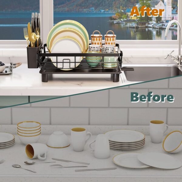 Iron Dish Drying Rack with Drainboard Dish Drainers for Kitchen Counter Sink - Image 6