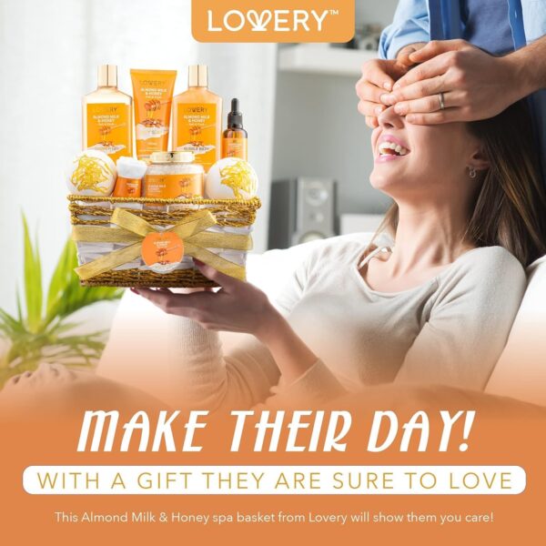 Gift Basket for Women - 10 Pc Almond Milk & Honey Beauty & Personal Care Set - Image 3