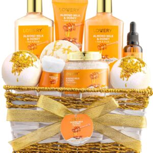 Gift Basket for Women - 10 Pc Almond Milk & Honey Beauty & Personal Care Set