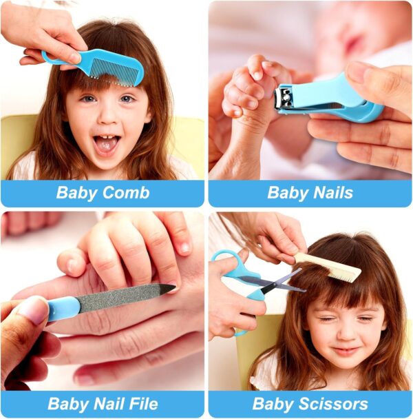 Baby Grooming Kit, Infant Safety Care Set with Hair Brush Comb Nail Clipper Nasal Aspirator - Image 4