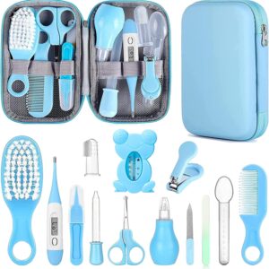 Baby Grooming Kit, Infant Safety Care Set with Hair Brush Comb Nail Clipper Nasal Aspirator