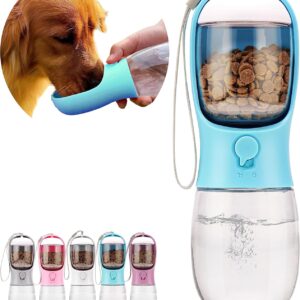 Dog Water Bottle,Portable Pet Water Bottle with Food Container
